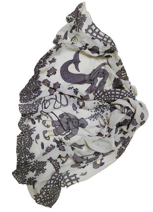 Шелковый подписной палантин шарф платок морской  принт /626/6 фото