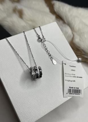 Серебряное колье ожерелье кулон змейка змея булгари bvlgari серебро проба 925 новые с биркой италия