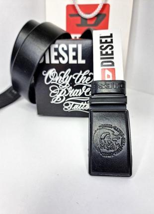 Ремінь чоловічий шкіряний автомат чорний в стилі diesel