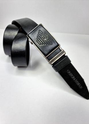 Ремінь чоловічий шкіряний автомат чорний в стилі armani