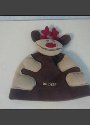 Чудесная  флиссовая шапочка олень