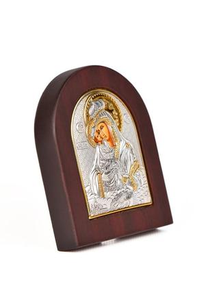 Почаевская икона пресвятой богородицы 10,7х12,8см арочной формы на дереве