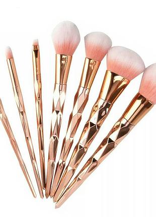 Кисті для макіяжу єдиноріг 7 шт набір кистей в стилі unicorn brushes pro1 фото