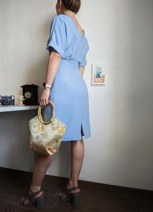 Платье голубое футлят миди офис элегантное s m2 фото