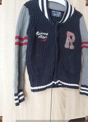 Новый стильный яркий свитер/кофта/кардиган/бомбер в крупную вязку на мальчика 3-4 года2 фото