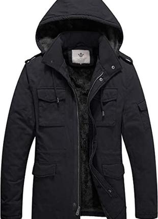 Мужская зимняя куртка wenven со съемным капюшоном в стиле милитари2 фото