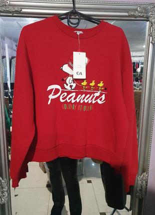 Крутой новогодний слегка укороченный свитшот, толстовка c&amp;a - р-ры с, л - от хс до л