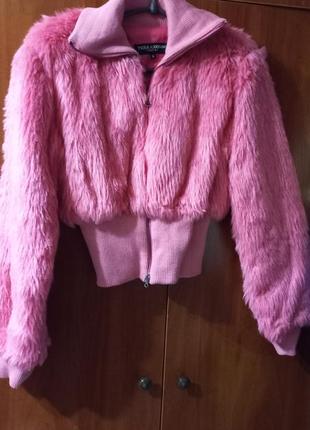 Куртка шубка розовая меховая