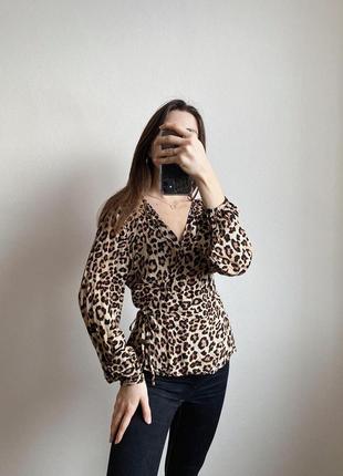 Леопардова блуза на запах h&m1 фото