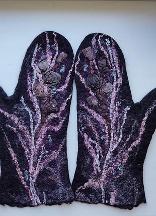 Рукавицы валяные из шерсти ручная работа