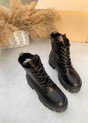 Новые базовые теплые зимние высокие ботинки сапоги на массивной подошве эко кожа мех8 фото