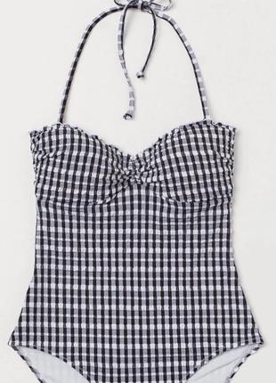 Суцільний купальник в клітинку від h&m