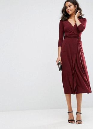 Нова!стильна сукня – міді з поясом кишенями і імітацією запаху asos3 фото