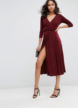 Нова!стильна сукня – міді з поясом кишенями і імітацією запаху asos1 фото