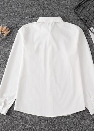 Женская белая рубашка с длинным рукавом драпировка складки в школу на работу форма6 фото