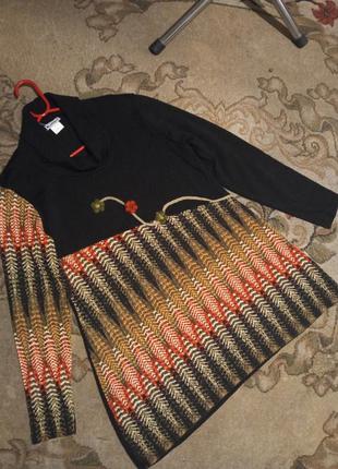 Трикотажной вязки блузка-туника-свитер с горлышком,бохо,большого размера,kar-kel,испания6 фото