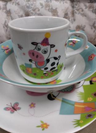 Набір посуд для малюка із корівкою🐮