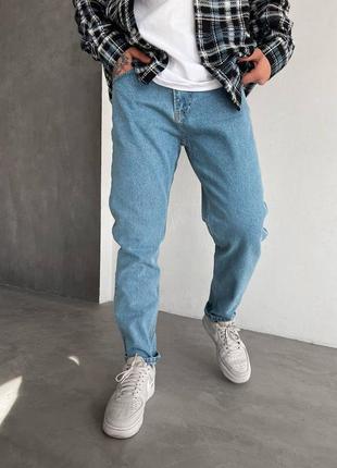 Стильні чоловічі джинси зі щільного деніму regular fit  в блакитному кольорі1 фото