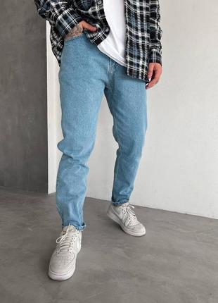 Стильні чоловічі джинси зі щільного деніму regular fit  в блакитному кольорі2 фото