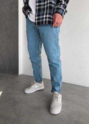 Стильні чоловічі джинси зі щільного деніму regular fit  в блакитному кольорі4 фото