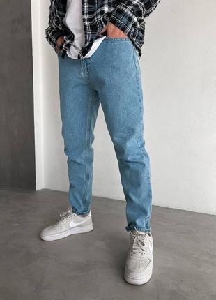 Стильні чоловічі джинси зі щільного деніму regular fit  в блакитному кольорі3 фото