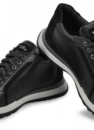 Демисезонные кожаные кроссовки maxus, весна - осень, черные размеры 40, 41, 42, 43, 44, 45 maxus 204