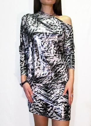 Sabra!! мерцающее праздничное платье туника с принтом тигра2 фото