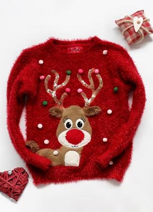 Кофта - травка, светр новорічний f&f 6-7 років