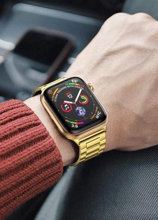 Браслет на apple watch. размеры 38, 40, 42, 44 , 45. золотой цвет. ремешок на на apple watch7 фото