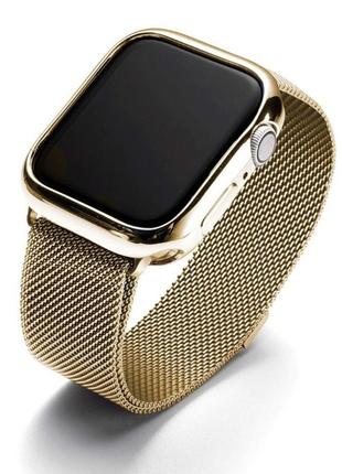 Ремешок / браслет для apple watch 38 40 42 44 45. золотого цвета, миланская петля. ремешок на эпл вотч2 фото