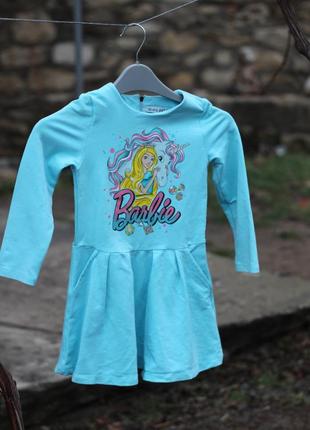 Голубое платье на девочку с рисунком барби