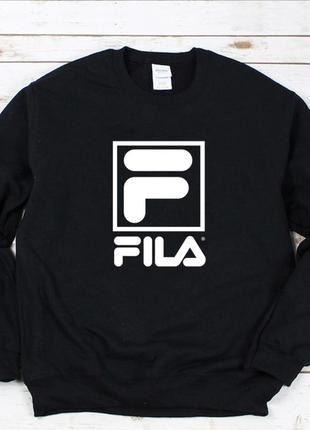 Женский осенний свитшот лонгслив кофта fila фила чёрный