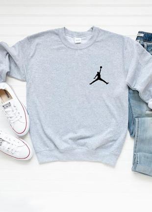 Женский осенний свитшот лонгслив кофта jordan джордан серый