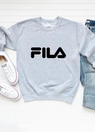 Женский осенний свитшот лонгслив кофта fila фила серый