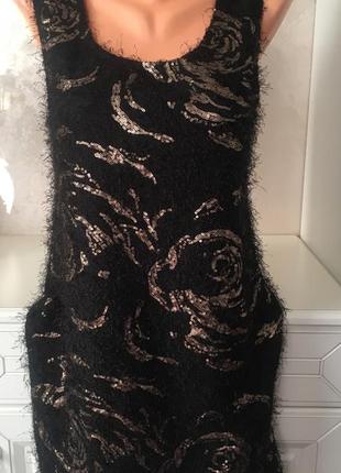 Нарядное чёрное платье травка с пайетками1 фото