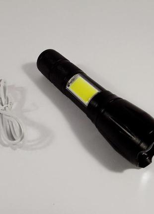 Ліхтарик тактичний акумуляторний у кейсі watton wt-039+usb +usb чорний
