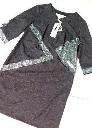 Плотное трикотажное нарядное в паетках платье 16-18 размера miss jannel