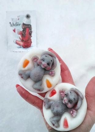 Мило ручної роботи новий рік 2023 "кролик на сніжку"