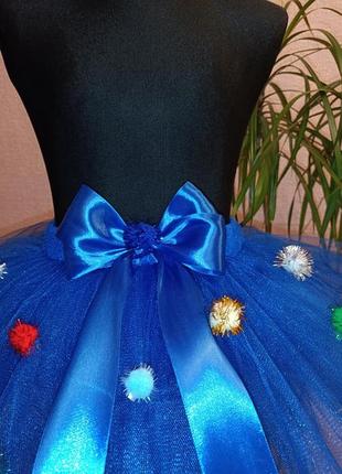 Спідничка синя пишна новорічна костюм хлопавка2 фото