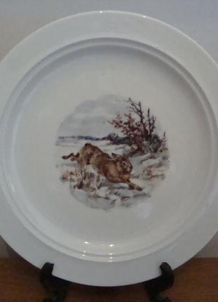 Антикварная тарелка - блюдо заяц охота фарфор бавария германия №1059 )5 фото