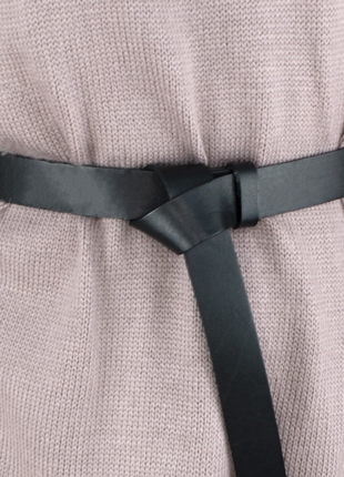 Ремень женский кожаный-узел без пряжки черный sf-258 black (125 см)