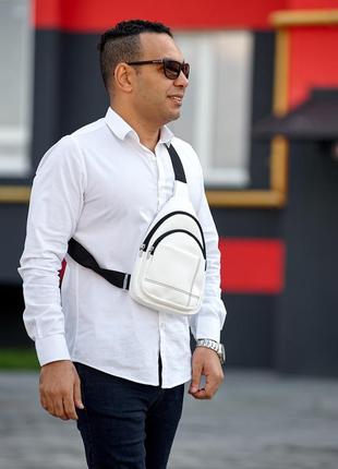 Мужская сумка слинг через плечо sambag brooklyn белая2 фото