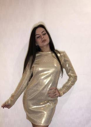Сукня новорічні у золоті пайетки1 фото