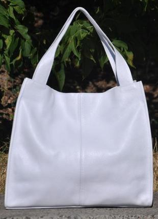 Натуральна шкіряна жіноча сумка mesho біла