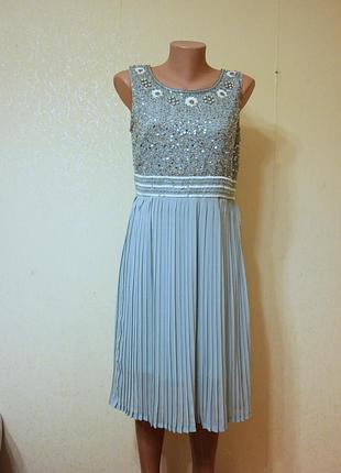 Сукня з пойетками і спідницею плісе шифонова