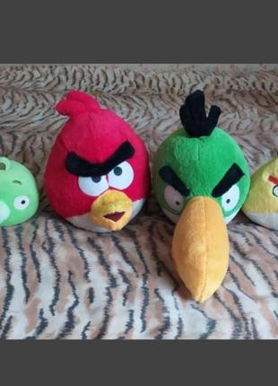 Комплект набір м'яких іграшок лот м'яких іграшок angy birds злі пташки порося жовта червона зелена пташка пакет іграшок