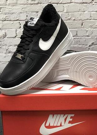 Зимние женские кроссовки nike air force 1 low black Tunes (мех) 36-37-38-38.5