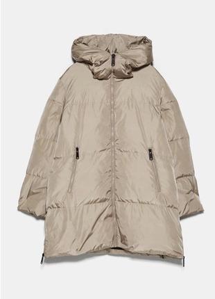 Стеганое пальто, зимний пуховик оверсайз zara