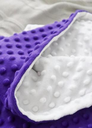 Двосторонній плед 160х200 см, покривало плюшеве від minkyhome | тканина 100% плюш minky | білий/фіолетовий