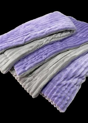 Двухсторонний плед-покрывало 120x160 см в детскую | ткань 100% плюш minky | серый/сиреневый